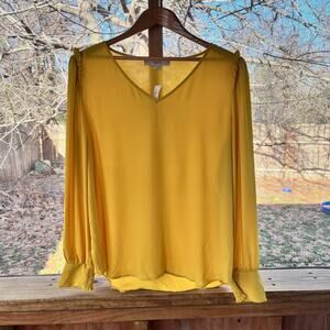 LOFT Women's Mustard Yellow Long Sleeve Blouse Size L. New!
